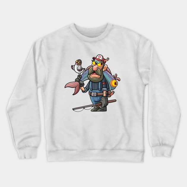 Fisherman Zombie Crewneck Sweatshirt by Popon85